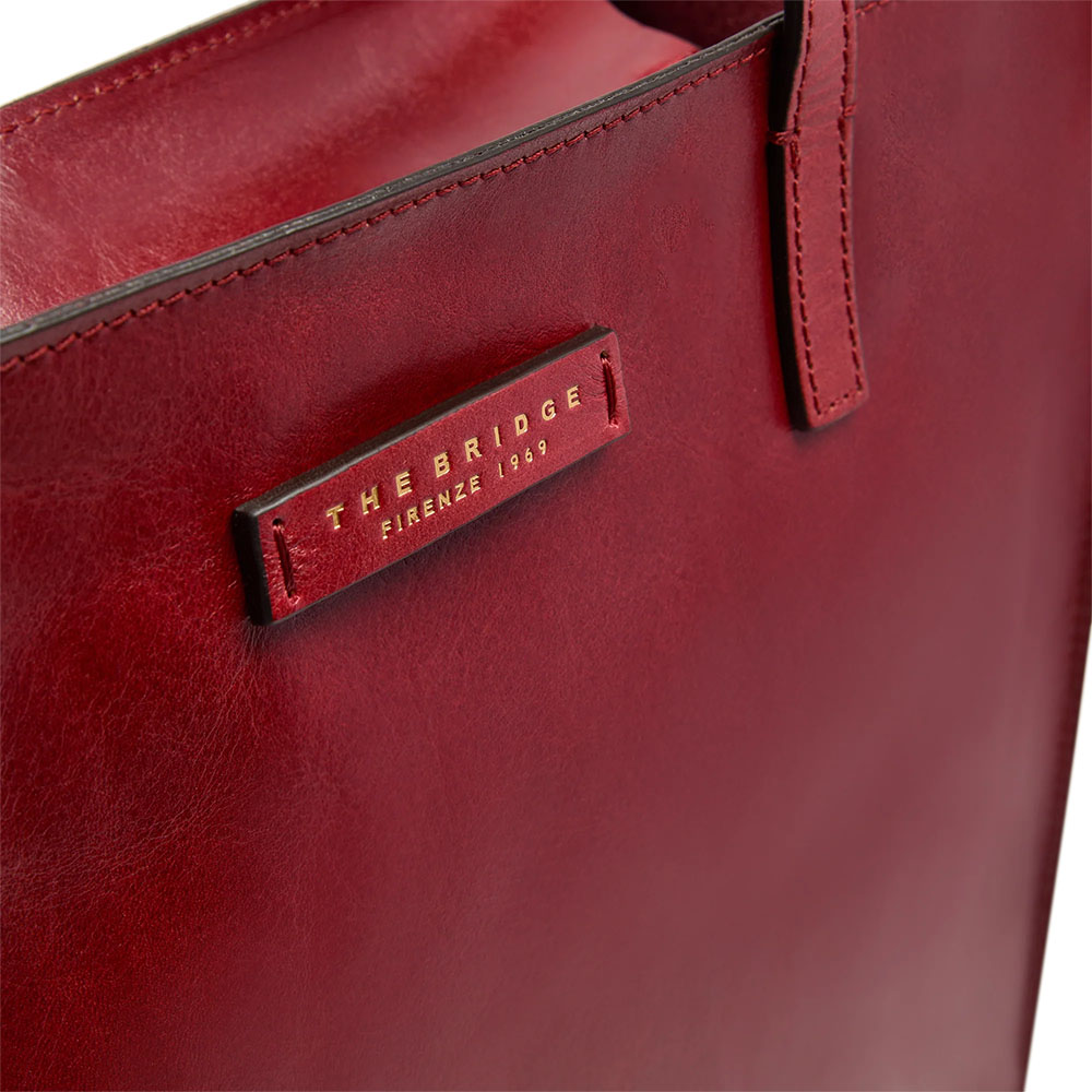 Borsa Donna Shopper Verticale THE BRIDGE linea Mirra in Pelle Rosso Mattone