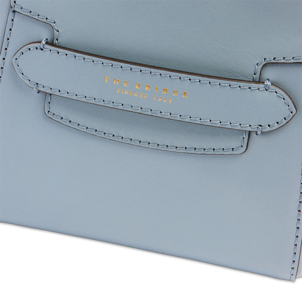 Damen-Henkeltasche THE BRIDGE Modell Lucrezia aus aquablauem Leder