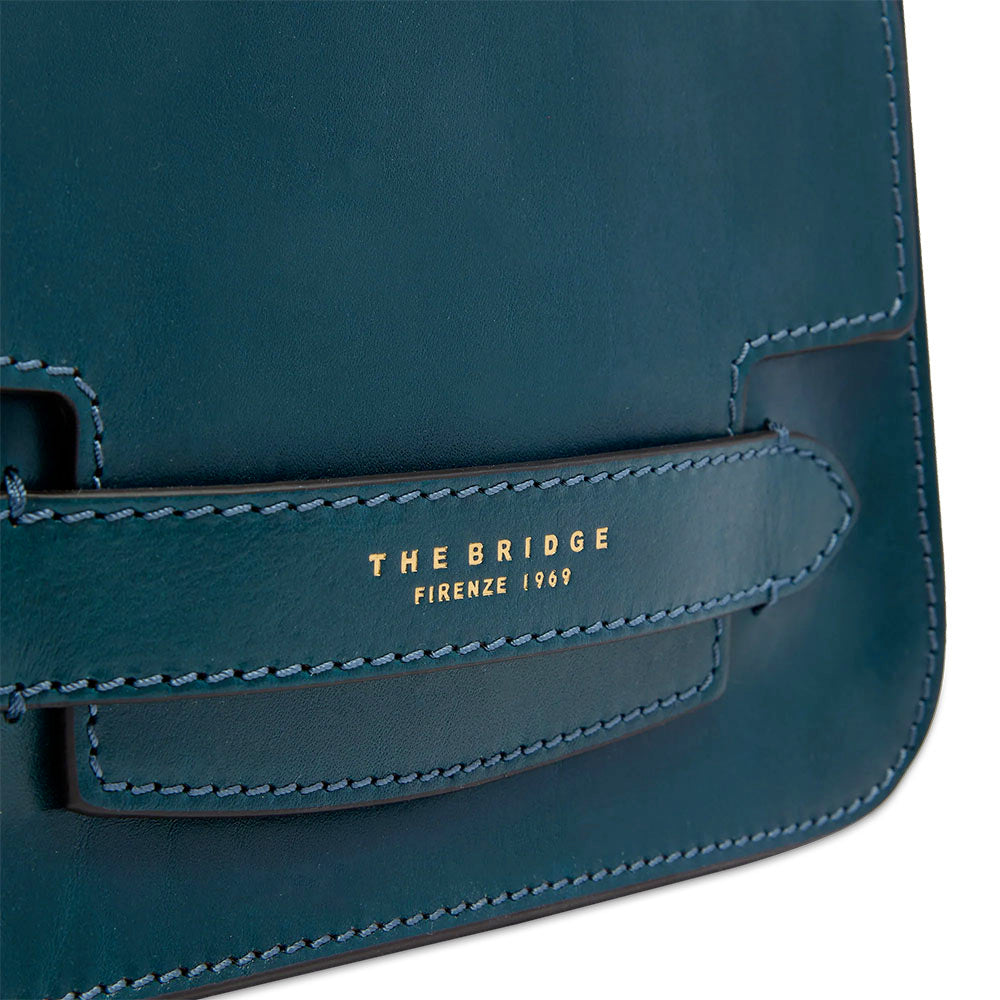 Borsa Donna a Tracolla Media THE BRIDGE linea Lucrezia in Pelle Blu Pavone