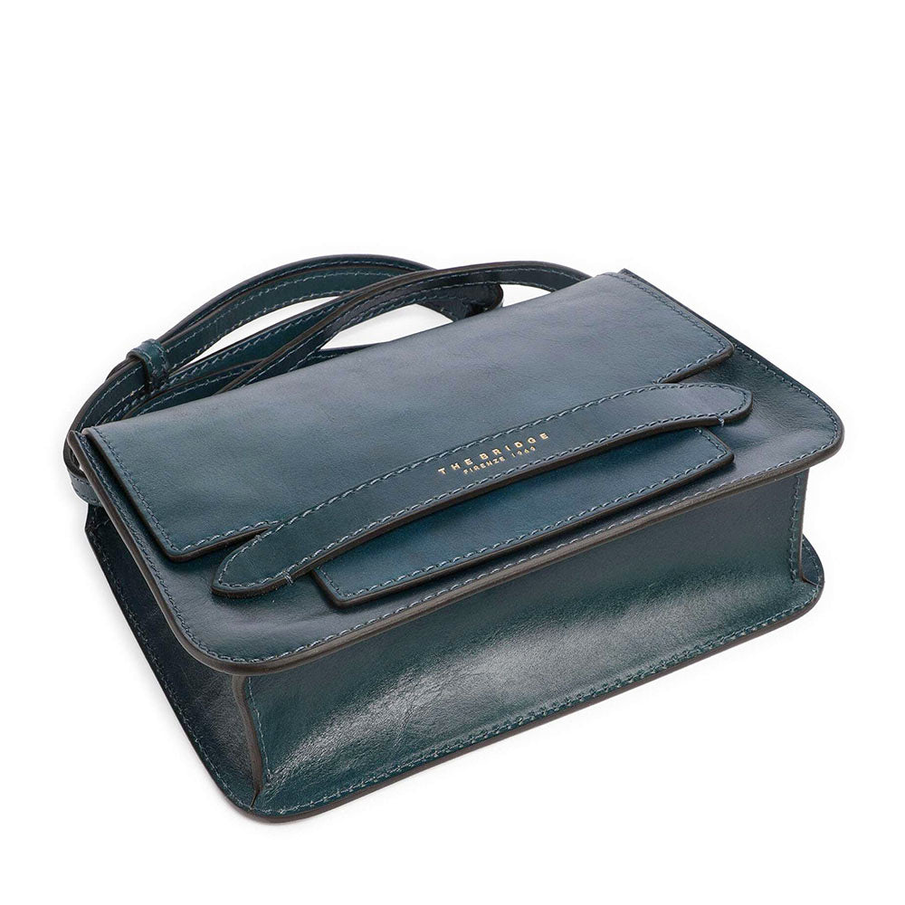 Borsa Donna a Tracolla Grande THE BRIDGE linea Lucrezia in Pelle Blu Pavone