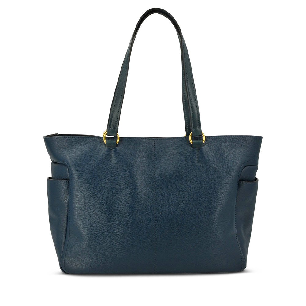 Shopping Bag Donna THE BRIDGE linea Letizia in Pelle Blu Pavone