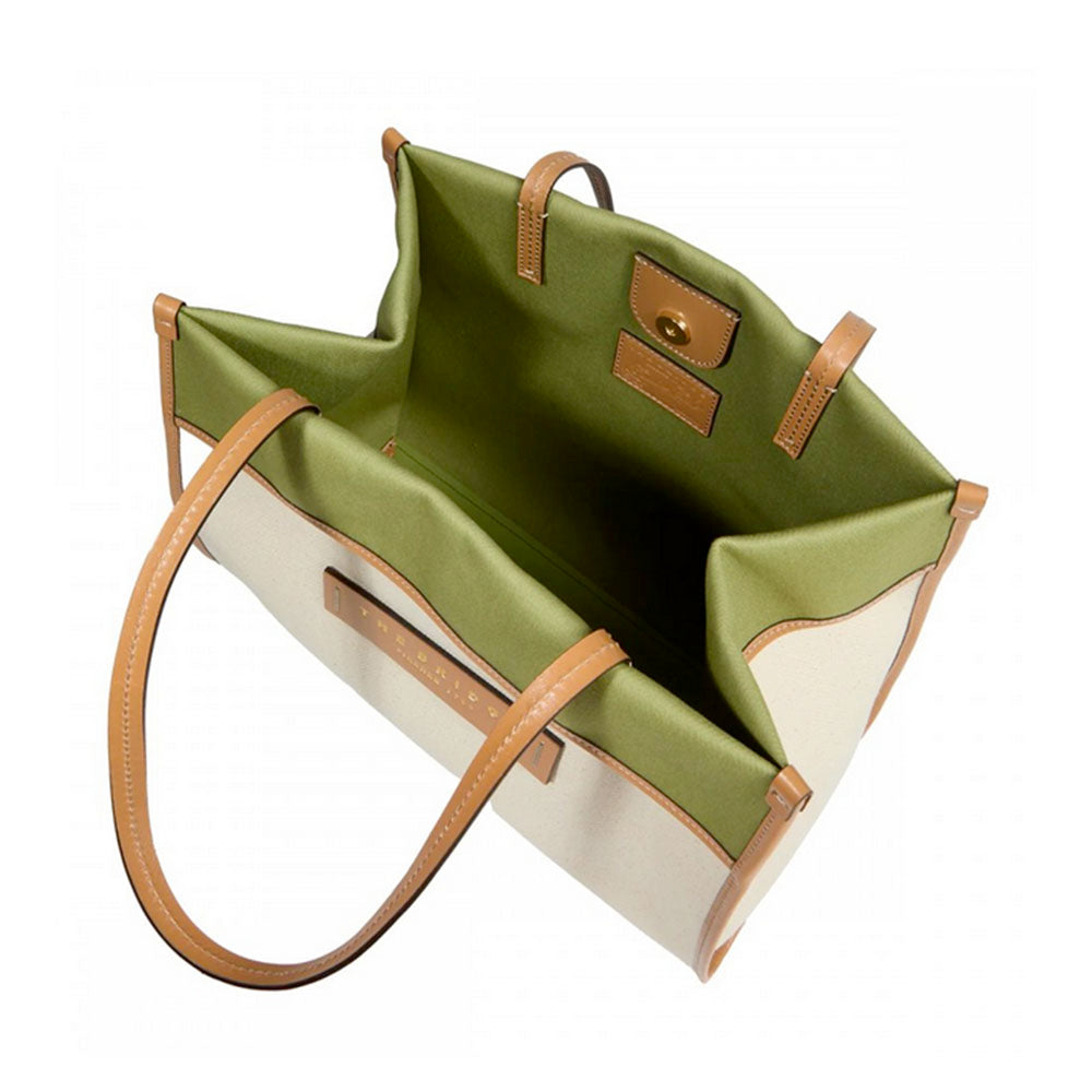 Shopping Bag THE BRIDGE linea Elisa in Cotone e Pelle Naturale Marzapane e Fico