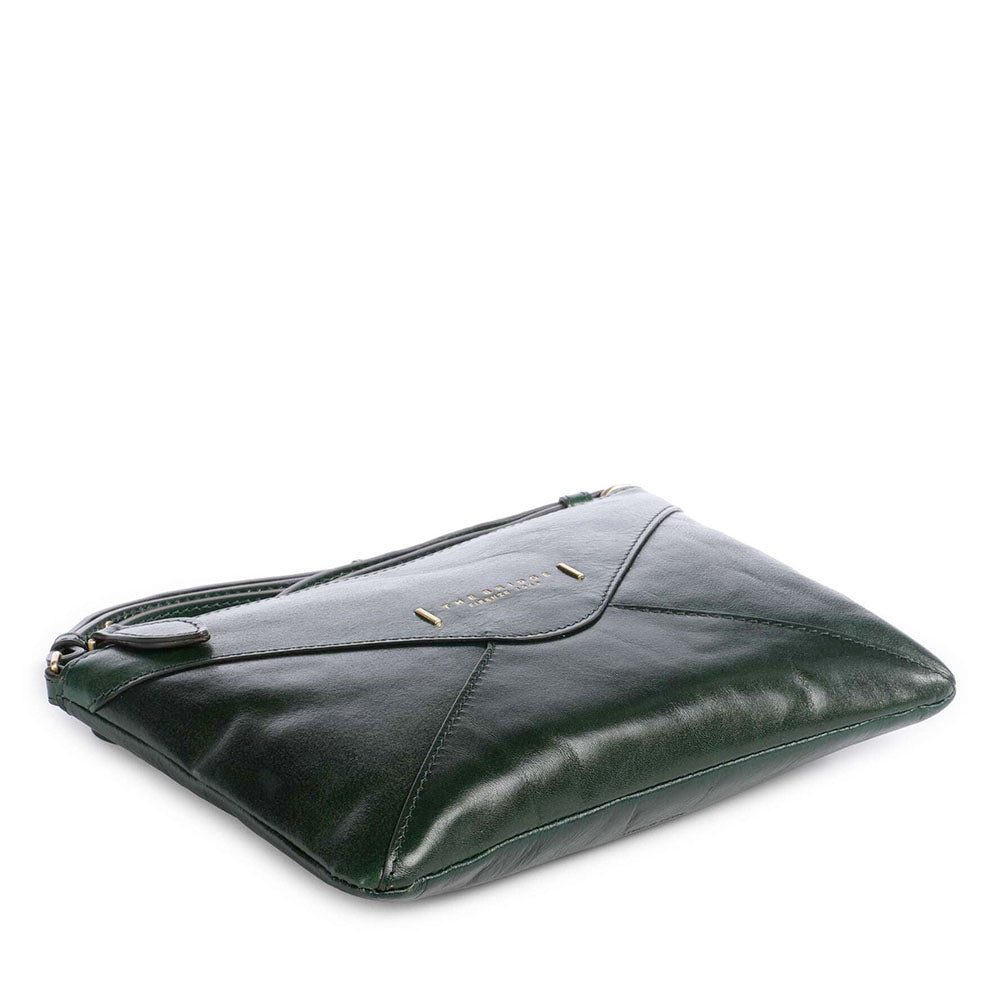 Borsa Donna Piatta a Tracolla THE BRIDGE linea Frida in Pelle Verde Pino