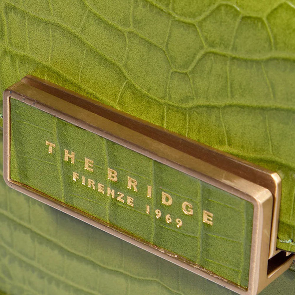 Borsa Donna a Mano THE BRIDGE linea Ginevra Wow in Pelle stampa Cocco Verde Pistacchio
