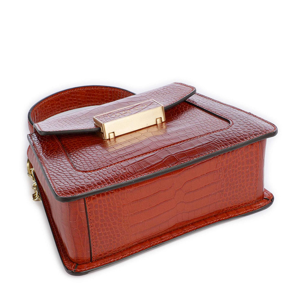 Borsa Donna a Mano THE BRIDGE linea Ginevra Wow in Pelle stampa Cocco Arancio Bruciato