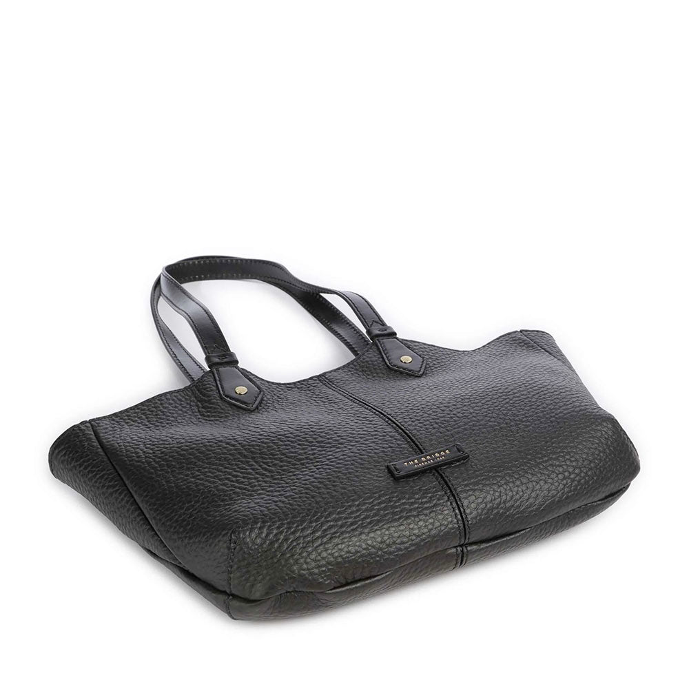 Women's Black Leather Tote Bag THE BRIDGE Martina