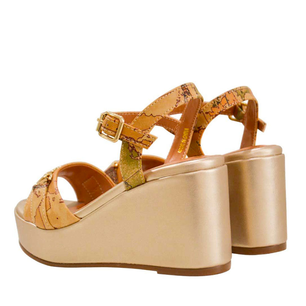 Sandali Donna con Zeppa 1A Classe Alviero Martini in Eco Nappa stampa Geo Classic 1406