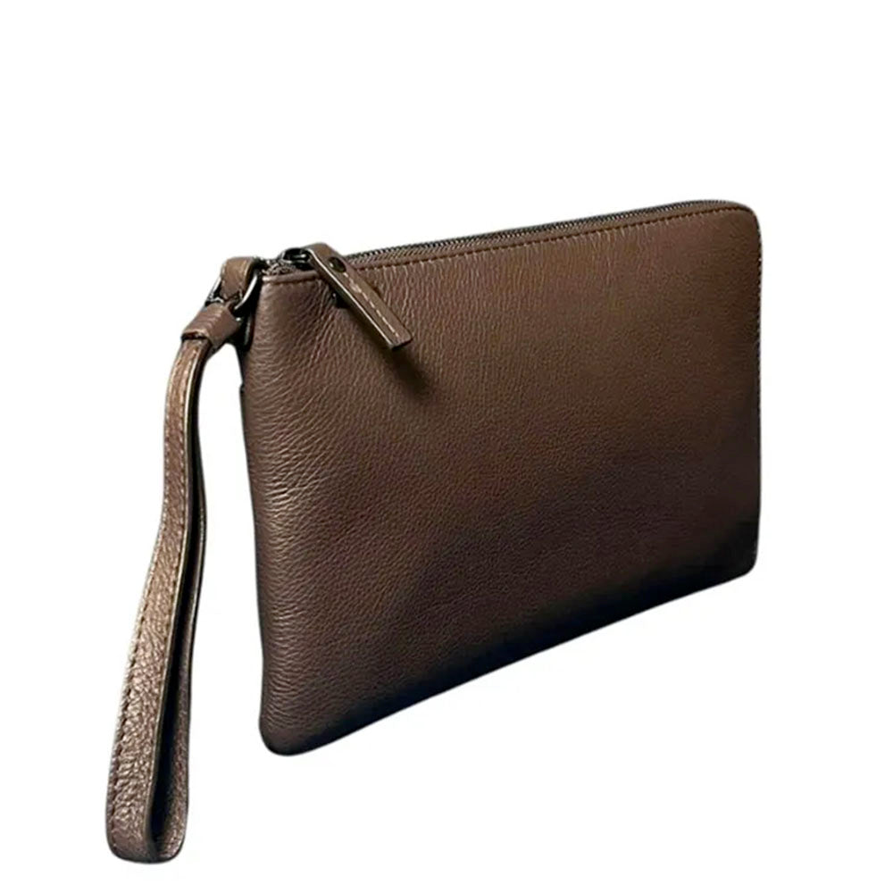 Pochette Unisex GIANNI CONTI in Pelle Martellata Marrone Scuro