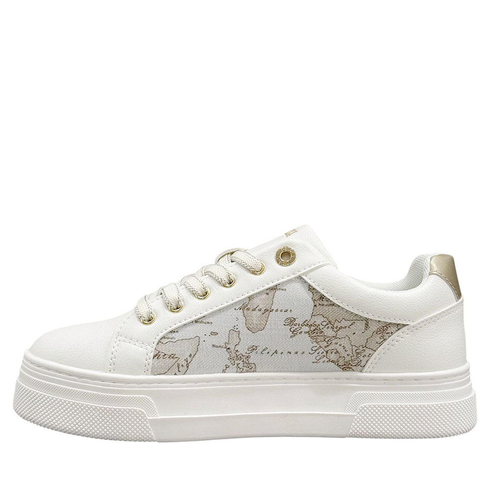 Sneakers Donna 1A Classe Alviero Martini in Eco Nappa Bianca e Geo Safari 2415