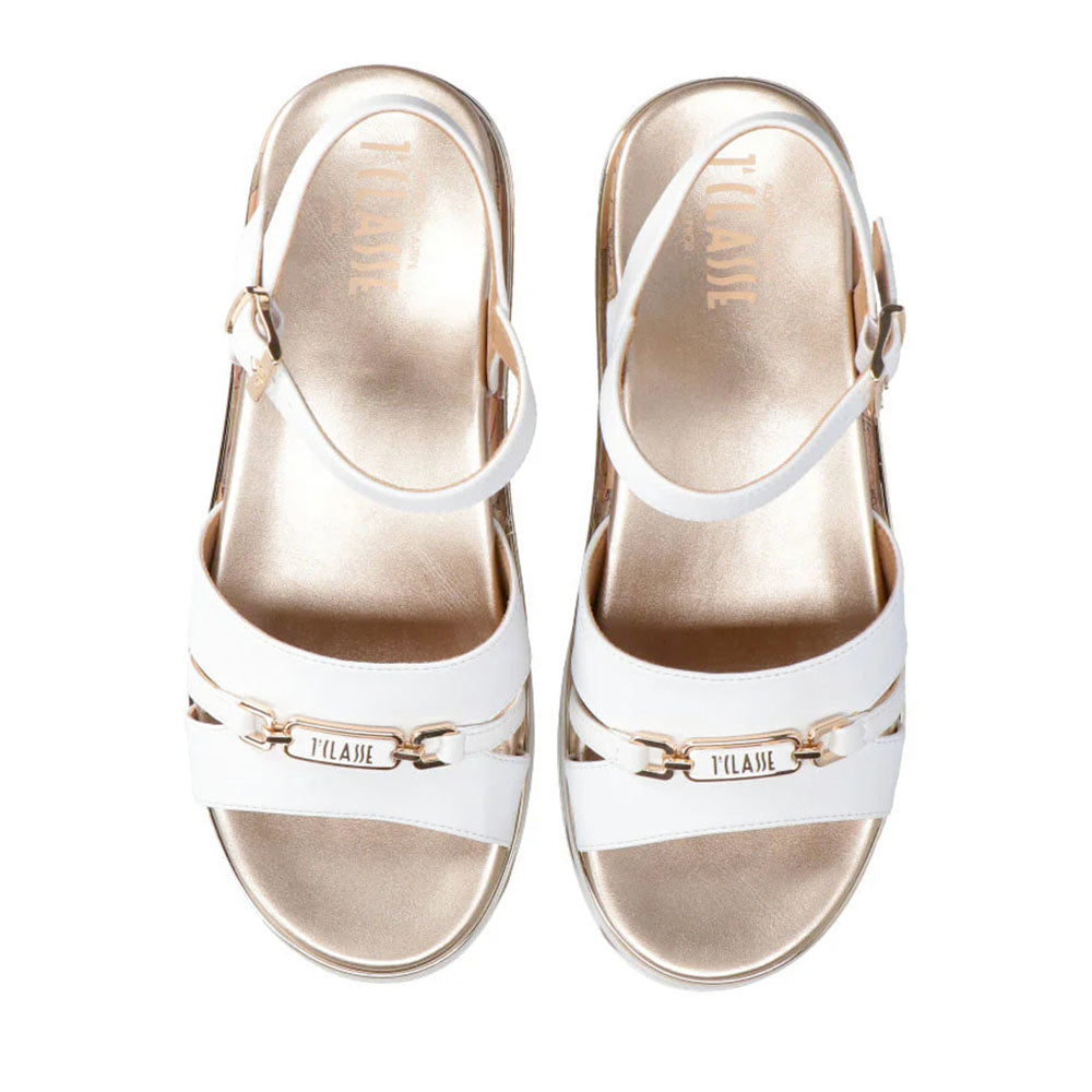 Sandali con Zeppa 1A Classe Alviero Martini in Eco Nappa Bianca 2476