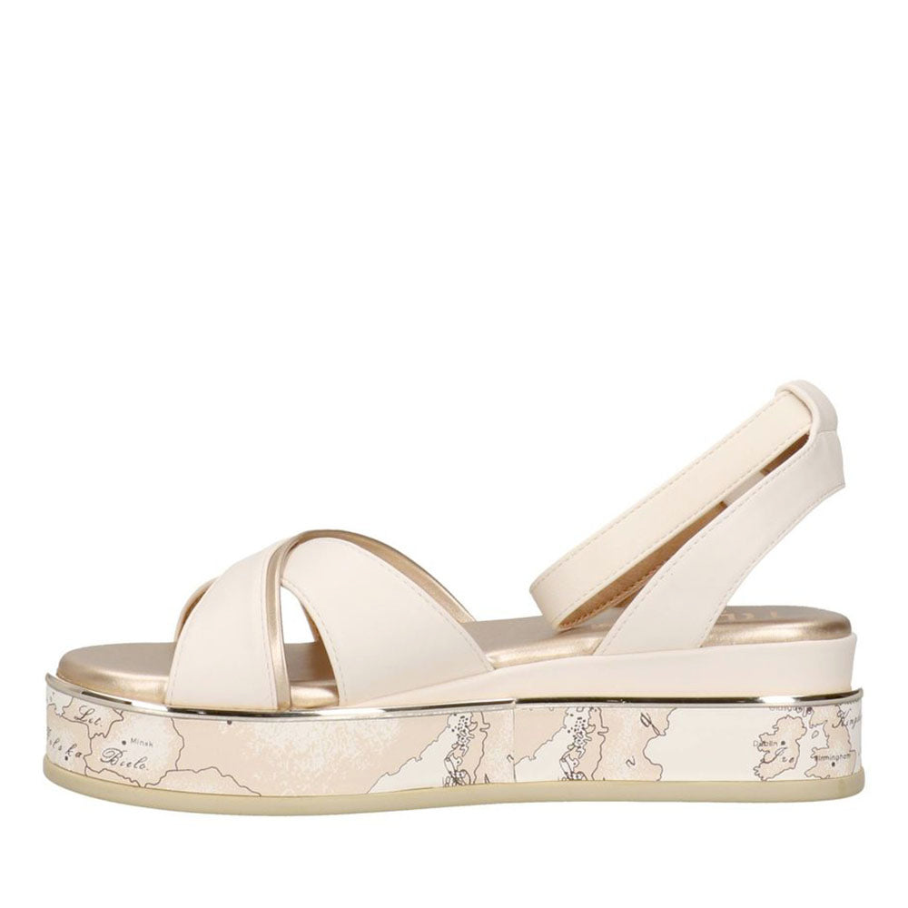 Sandali con Zeppa 1A Classe Alviero Martini in Eco Nappa Bianca 2476