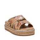 Ciabatte Platform 1A Classe Alviero Martini in Eco Nappa stampa Geo Beige e Cammello 2485