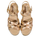 Sandali Platform 1A Classe Alviero Martini in Eco Nappa Oro Rosa e Geo Beige 2488