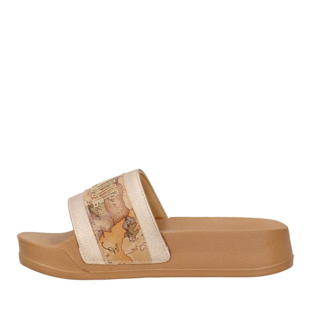 Ciabatte Platform 1A Classe Alviero Martini in Gomma Platino e Geo Beige 2504