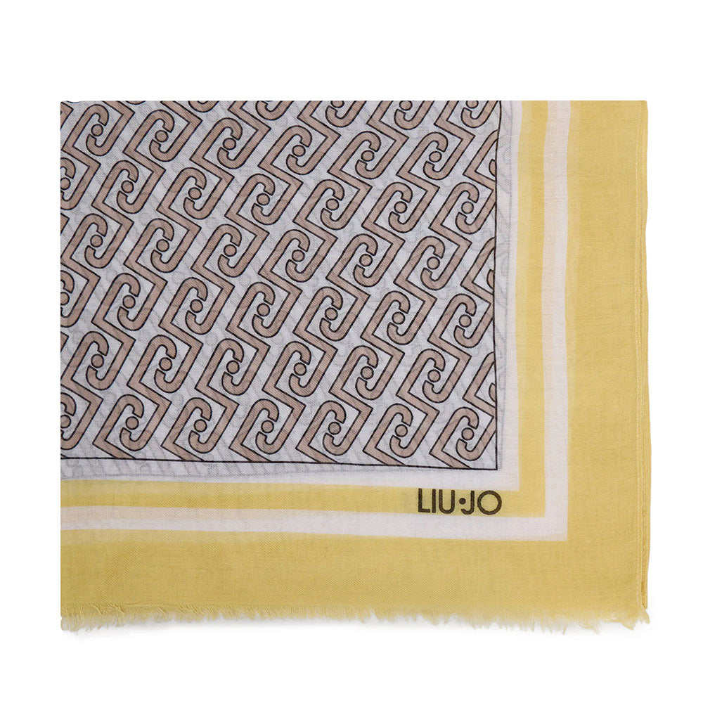 Stola Donna 70 x 180 cm LIU JO in Tessuto Giallo stampa LJ All Over