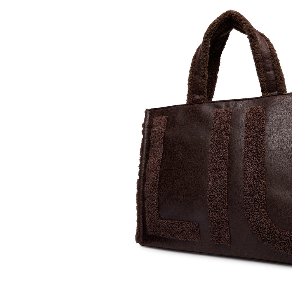 Tote Bag Donna LIU JO in Ecopelle con Logo in Fake Montone Testa di Moro