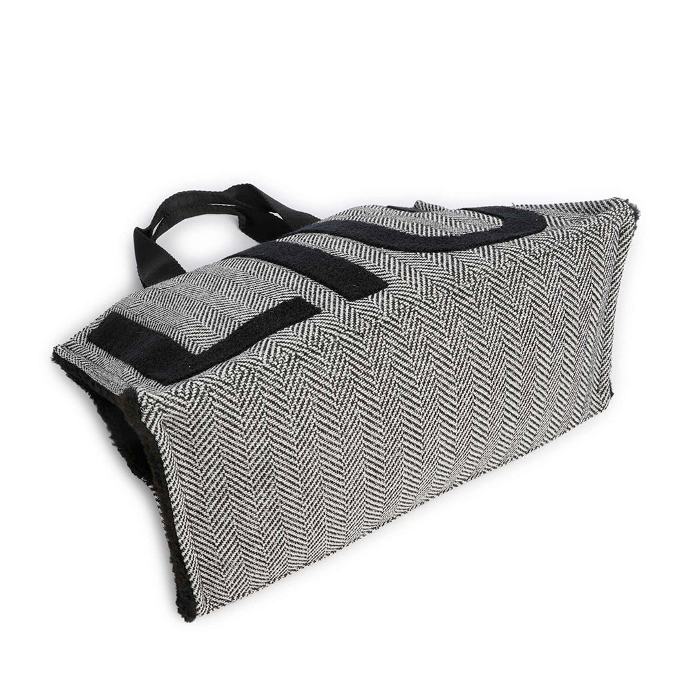 Tote Bag Donna LIU JO in Tessuto Check Nero con Maxi Logo