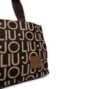 Tote Bag Donna LIU JO in Tessuto Jacquard Testa di Moro con Logo All Over