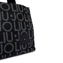 Tote Bag Donna LIU JO in Tessuto Jacquard Nero con Logo All Over