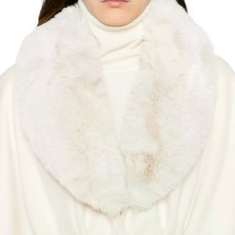 Cappa Donna LIU JO in Montone Sintetico color Burro con Collo in Fake Fur