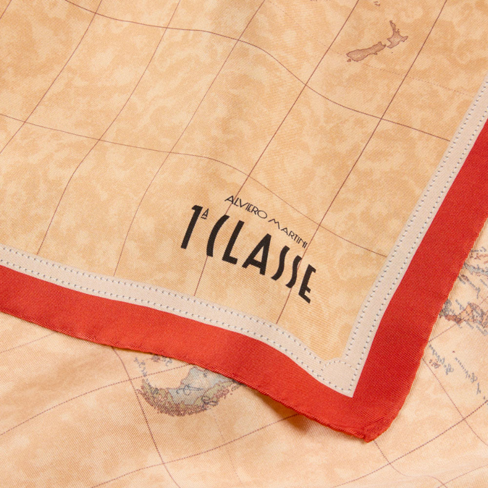 Foulard 50 x 50 cm 1A Classe Alviero Martini in Seta stampa Geo Classic e Rosso Papavero 3250