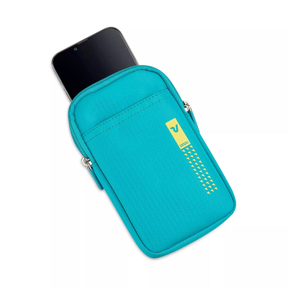 Borsello Porta Telefono RONCATO linea Lite Soft in Tessuto Turchese