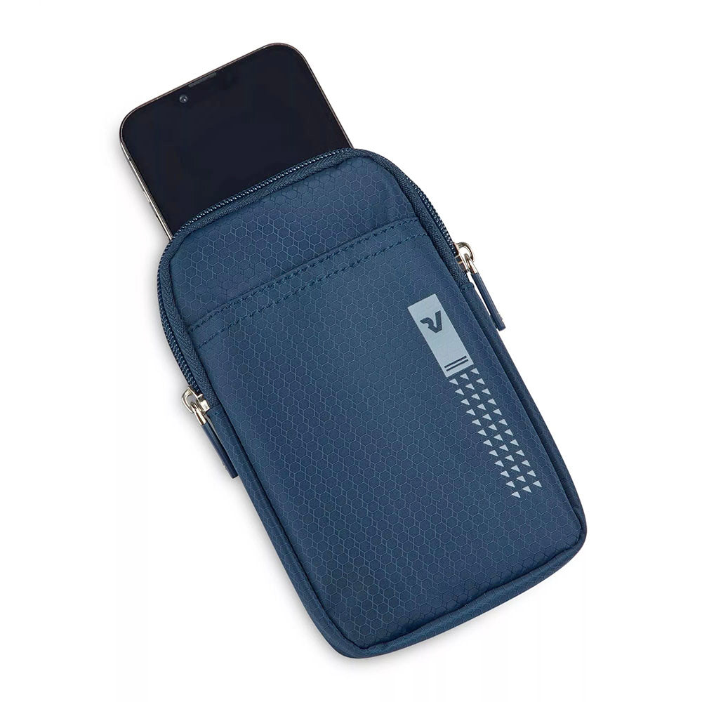 Borsello Porta Telefono RONCATO linea Lite Soft in Tessuto Blu Navy