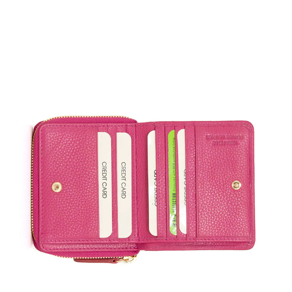 Portafoglio Donna Piccolo GIANNI CONTI linea Coco in Pelle Fuxia