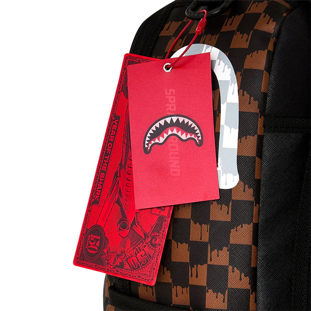 Zaino Unisex SPRAYGROUND stampa Brown and Cream Drip Check Shark