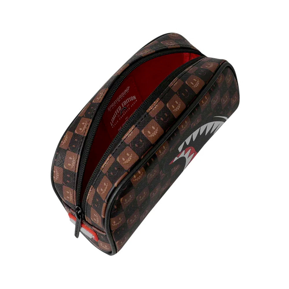 Pouch SPRAYGROUND stampa Sharks in Paris WTF Bubble Brown Check