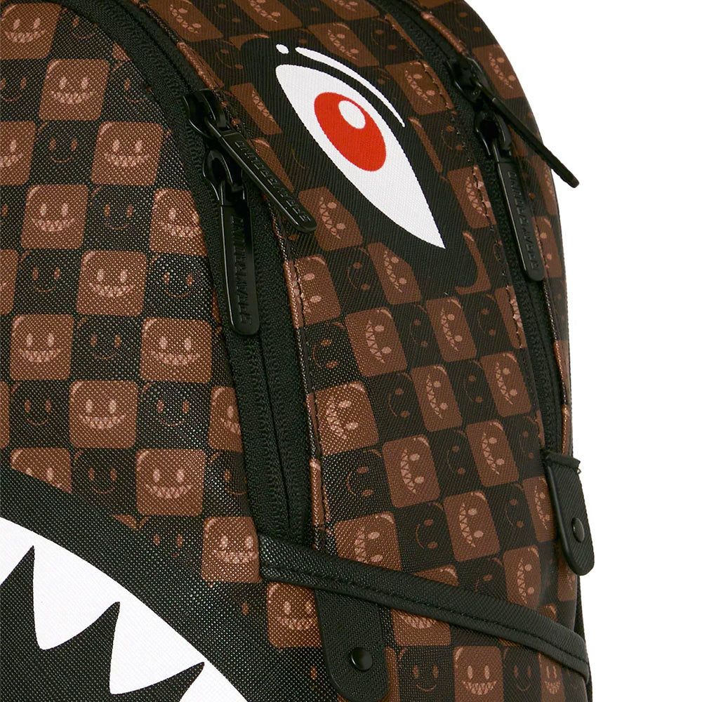 Zaino Small SPRAYGROUND stampa Sharks in Paris WTF Bubble Brown Check