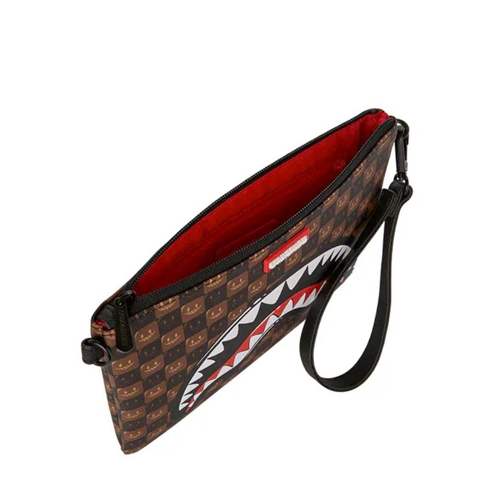 Pochette con Tracolla SPRAYGROUND stampa Sharks in Paris WTF Bubble Brown Check