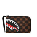 Portafoglio Piccolo con Zip SPRAYGROUND stampa Sharks In Paris WTF Bubble Brown Check