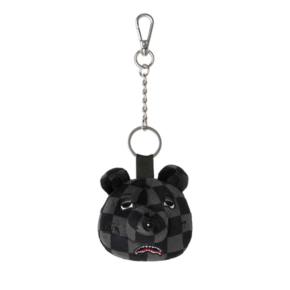 Portachiavi a Forma di Orso SPRAYGROUND stampa Grey Checker Bear Head