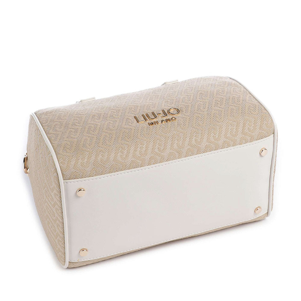 Bauletto Donna a Mano LIU JO in Tessuto Jacquard con Logo Monogram Bianco