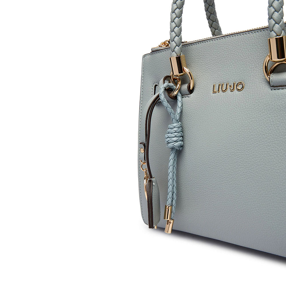 Borsa Donna a Mano LIU JO Better effetto Bottalato Azzurro con Charm