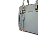 Borsa Donna a Mano LIU JO Better effetto Bottalato Azzurro con Charm