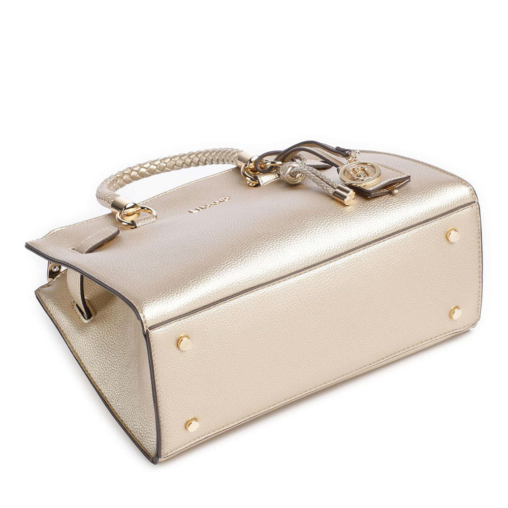 Borsa Donna a Mano LIU JO Better effetto Bottalato Light Gold con Charm