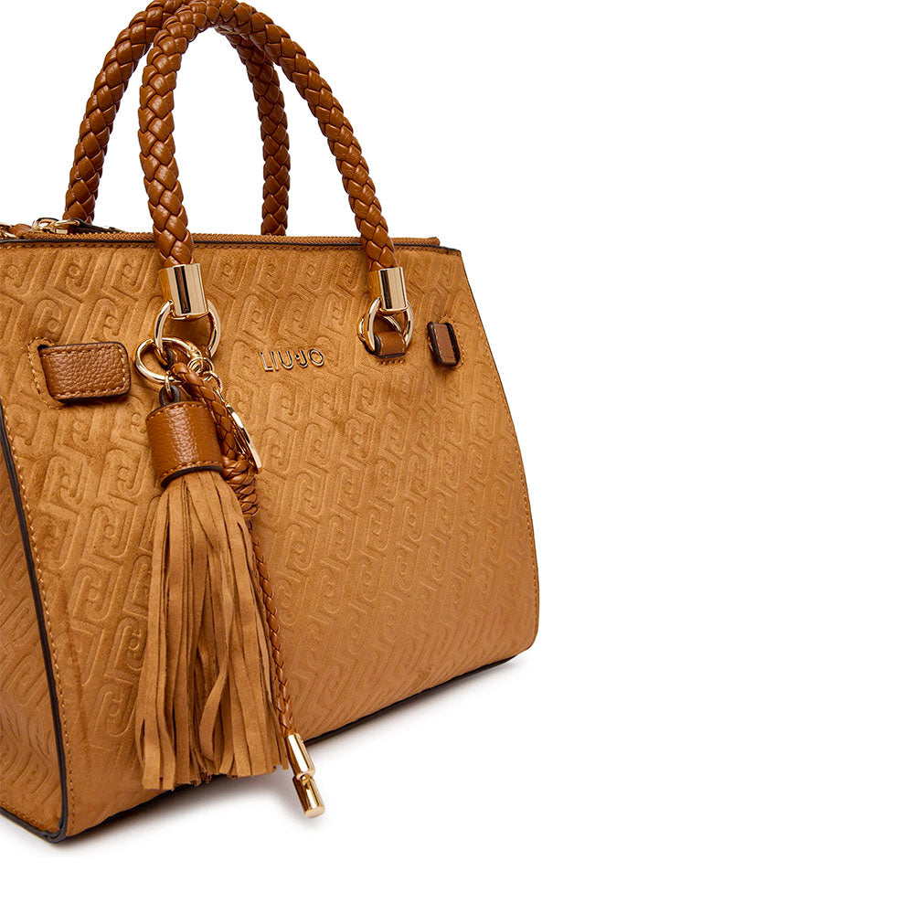Borsa Donna a Mano LIU JO Marrone con Logo Monogram All Over