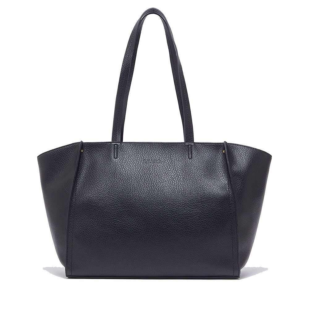 Tote Bag Large Donna LIU JO effetto Bottalato Nero con Logo Ricamato