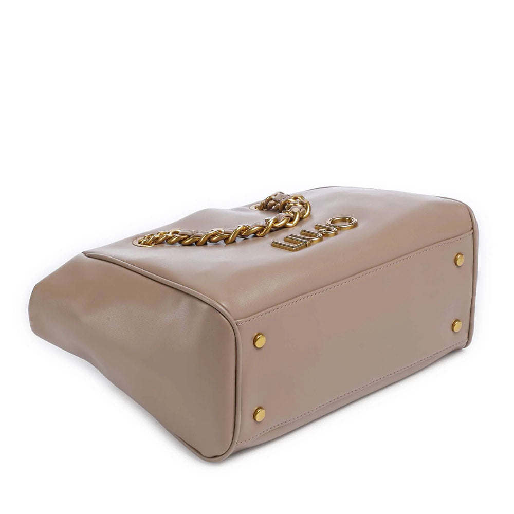 Women's Medium Tote Bag LIU JO in Mocha with Decorative Chain