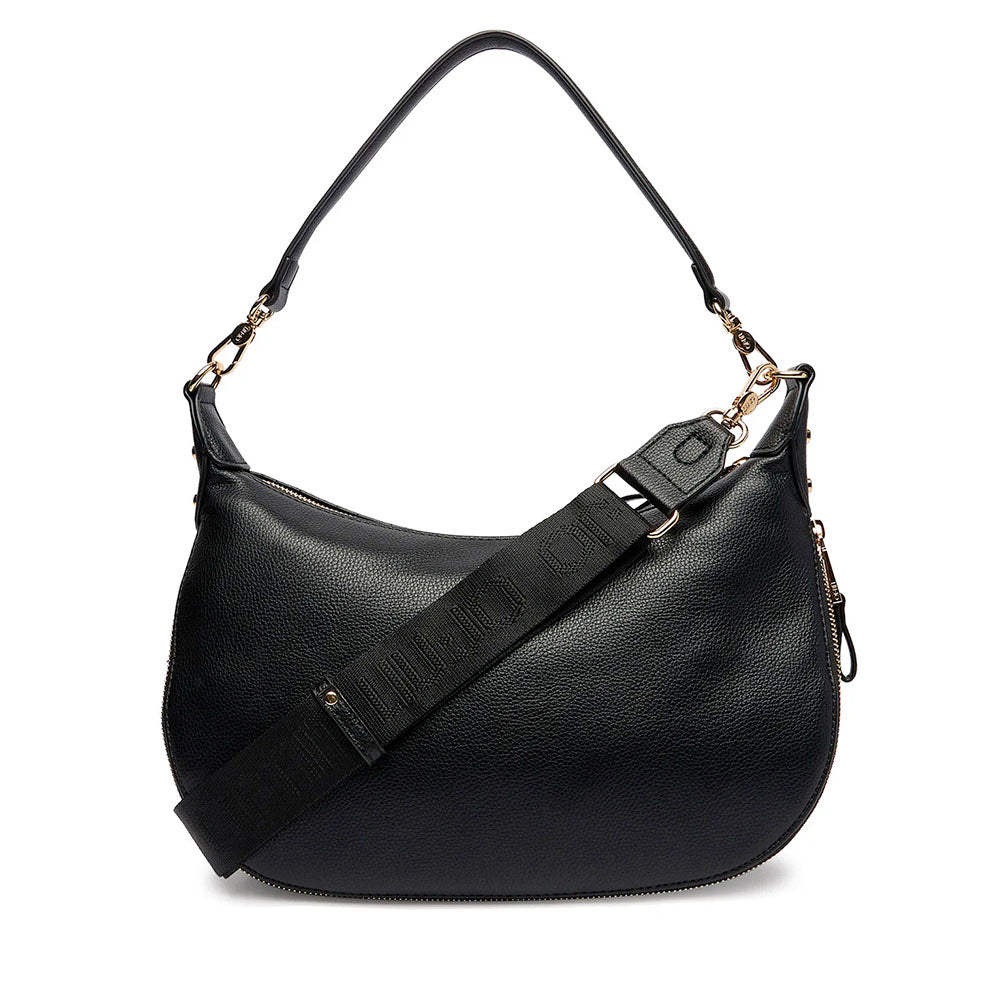 Hobo Bag Media con Tracolla LIU JO Nera con Logo Laserato Monogram