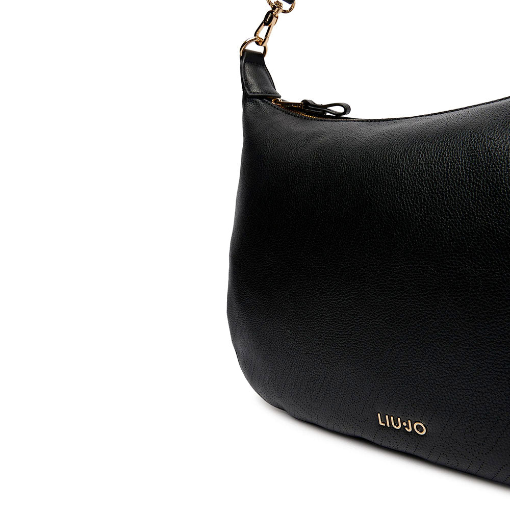 Hobo Bag Large con Tracolla LIU JO Nera con Logo Laserato Monogram