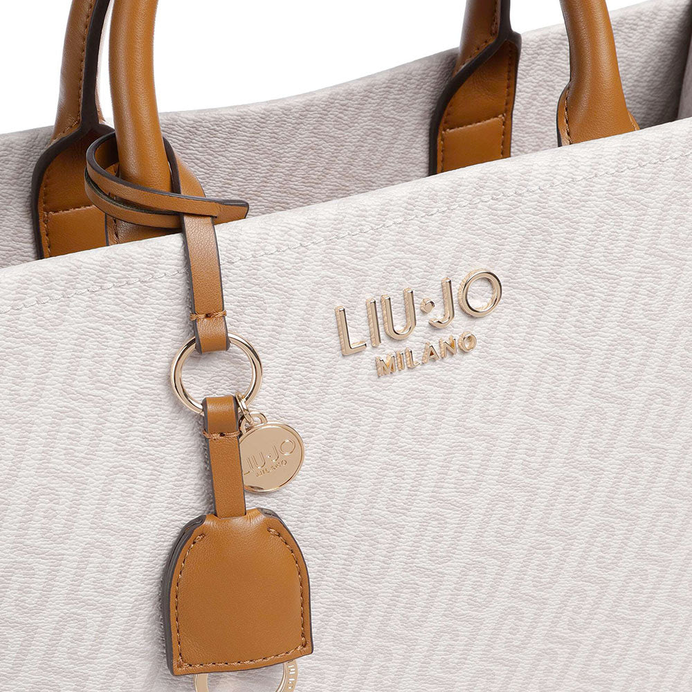 Borsa Donna a Mano Large LIU JO stampa Monogram Bianco