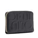 Portafoglio Donna Piccolo Zip Around LIU JO effetto Bottalato con Logo in Rilievo Nero