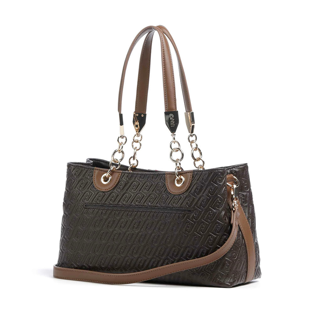 Shopping Bag Donna LIU JO Marrone Scuro con Logo Embossed All Over