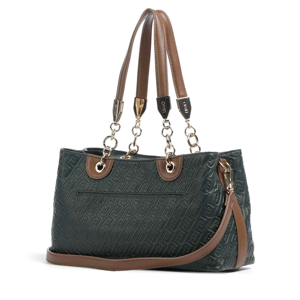 Shopping Bag Donna LIU JO Verde Foresta con Logo Embossed All Over