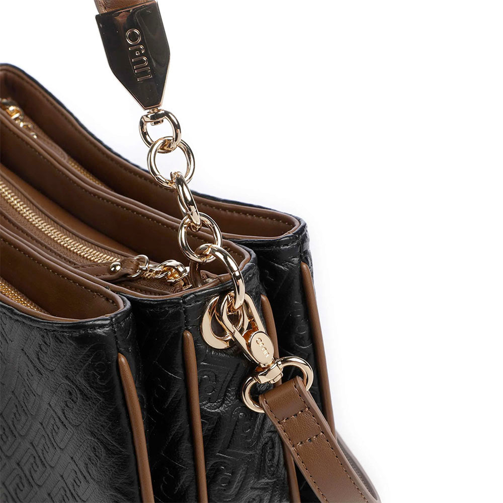 Borsa Donna a Spalla LIU JO Nera con Logo Embossed All Over