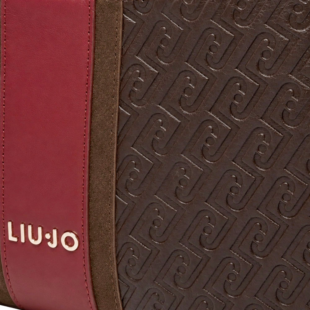 Borsa Donna a Spalla LIU JO Marrone Scuro con Logo Embossed All Over