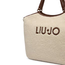 Maxi Tote Bag Donna LIU JO in Tessuto effetto Teddy color Crema